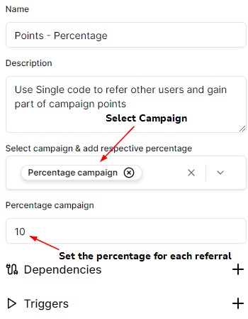 Configure the Percentage Points Referral App